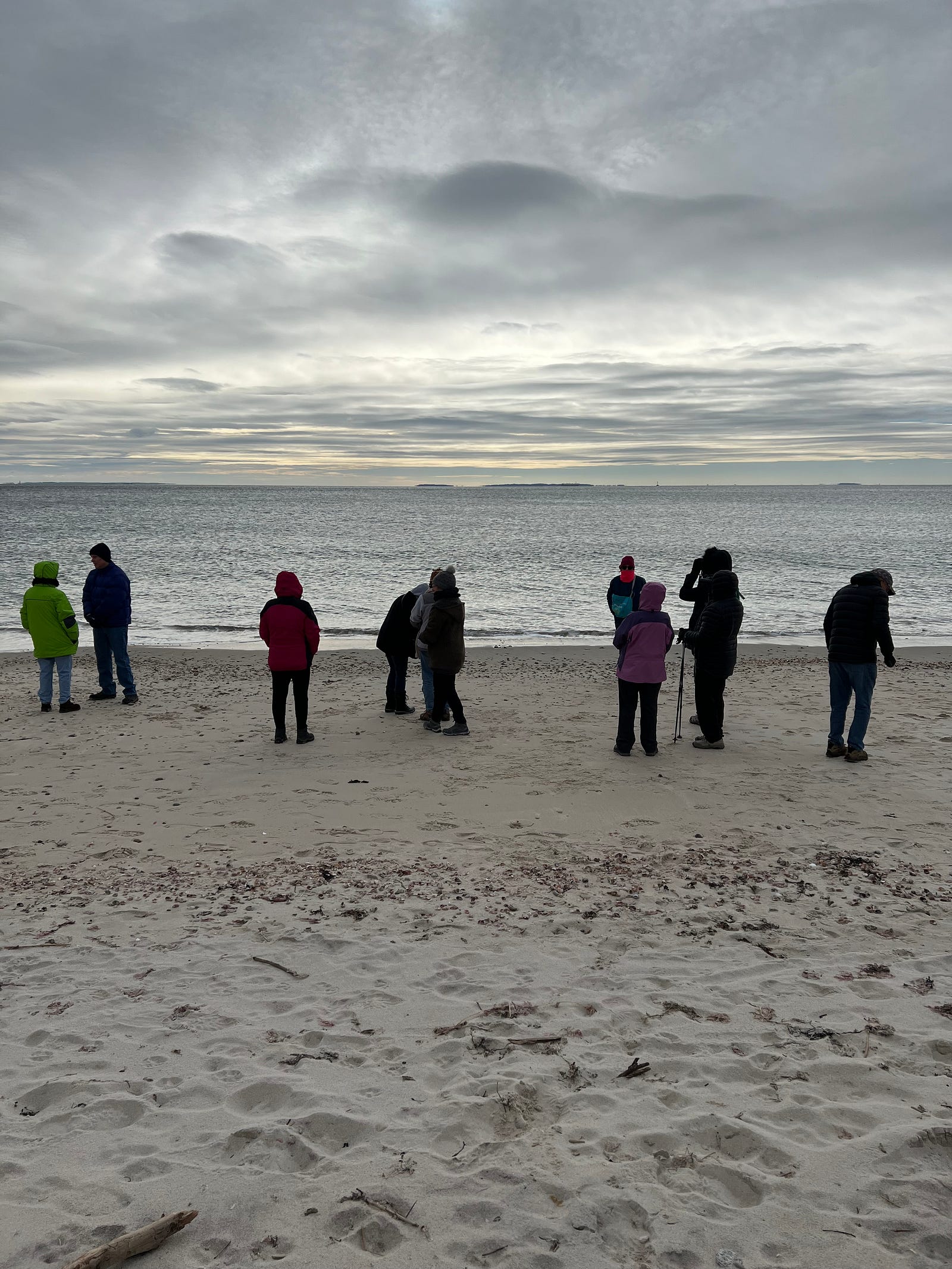 Photo of Episcopalians at a winter beach on Long Island Sound at Harkness Memorial State Park in Waterford, CT. We had gathered in walk in nature for the afternoon and spend some time in worship together. Photo by Ron Steed