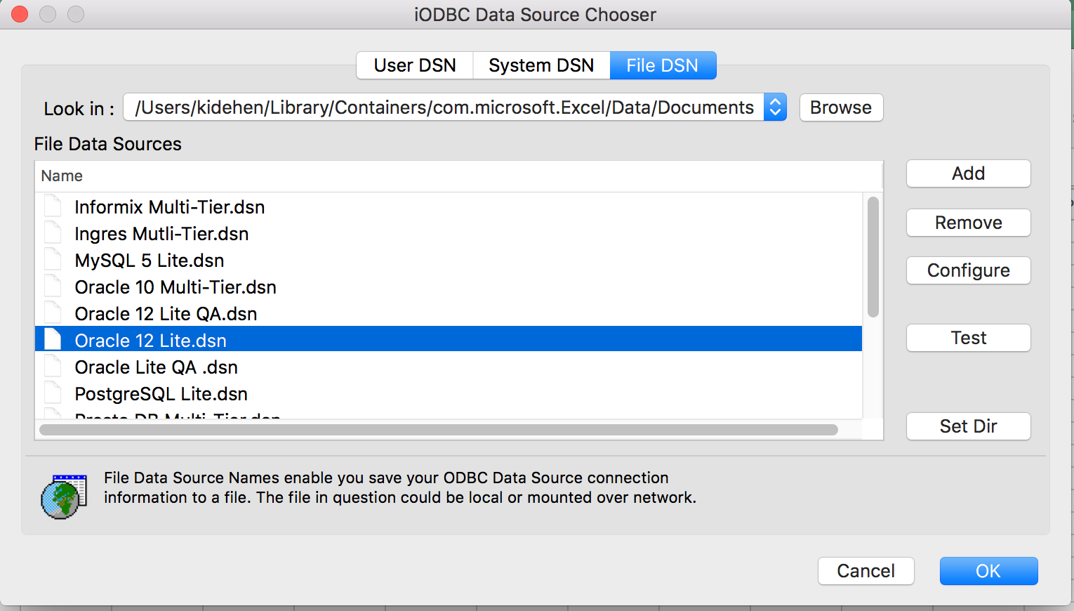 odbc manager macos