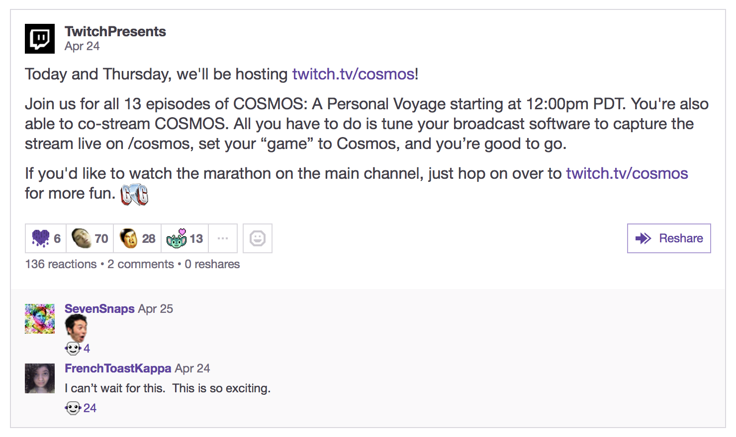 Updates To Pulse Comment On And Share Posts Twitch Blog