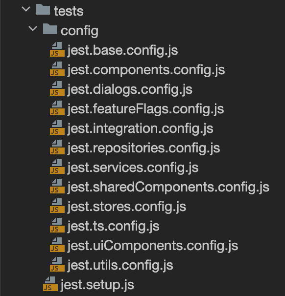 jest configuration files with concern.config naming convention