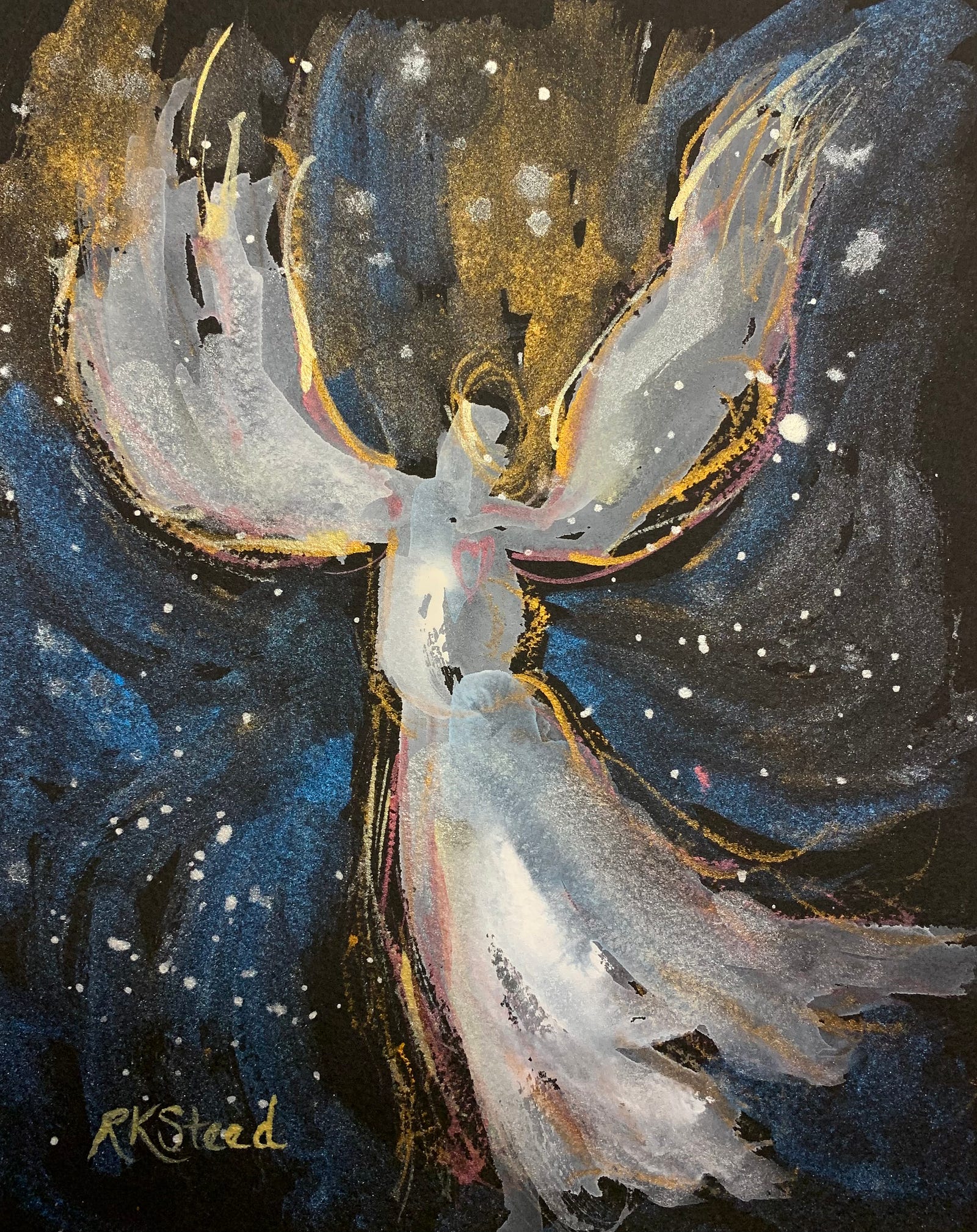 A watercolor angel by artist Roxanne Steed