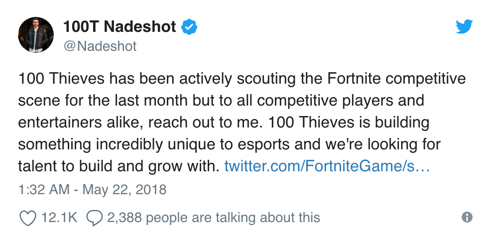 100 Thieves Will Start A Fortnite Team Master Gg Medium - so 100 thieves is going all in with fortnite we re gonna be picking players and personalities and competitors and i have news for you guys here