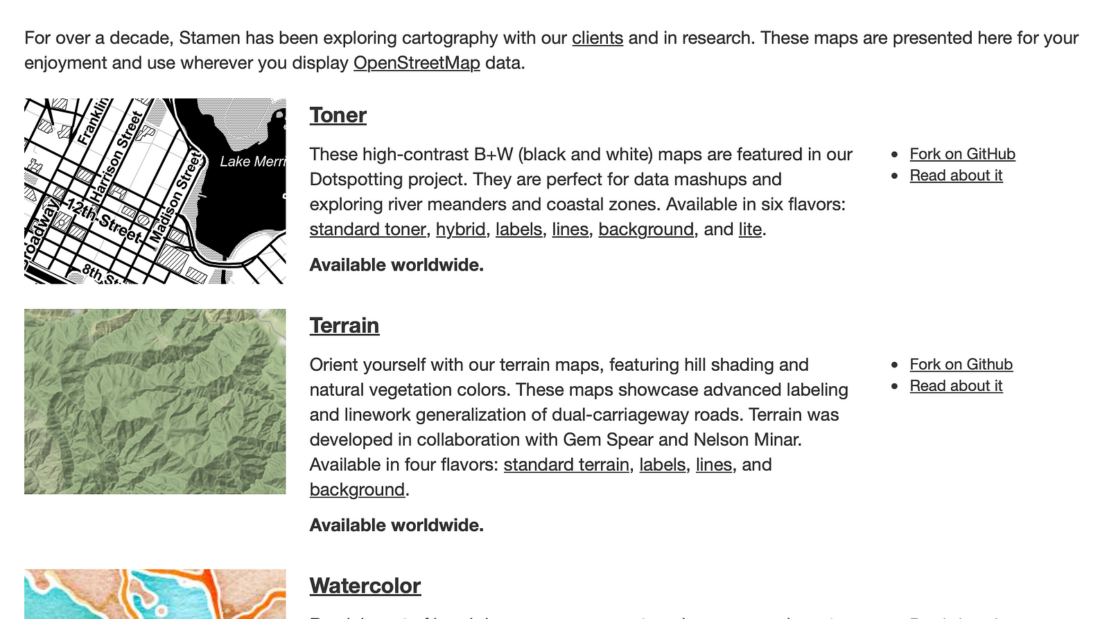 Screenshot of maps.stamen.com