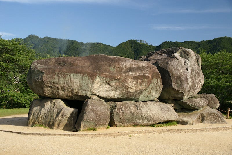 The stone exterior of Asuka’s Ishibutai Tomb in Nara Prefecture