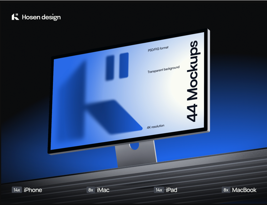44 Device Mockups — Metal Scene Pack