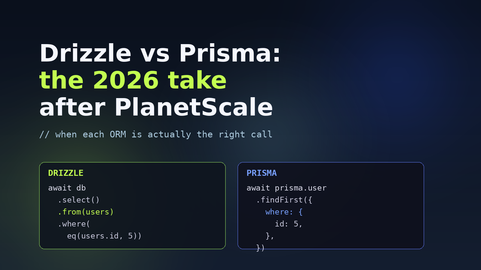 Drizzle vs Prisma: the 2026 take after the PlanetScale hire
