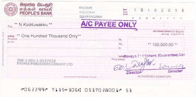 crossed account payee cheque