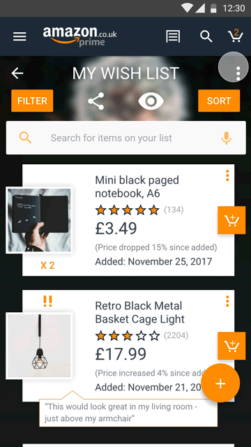 A case study on the Amazon Shopping mobile app: UI Design for the wish ...