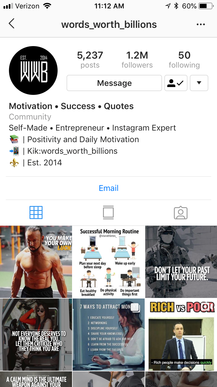 for full transparency this is the instagram page that i worked with for this promotion - 1 million instagram followers money