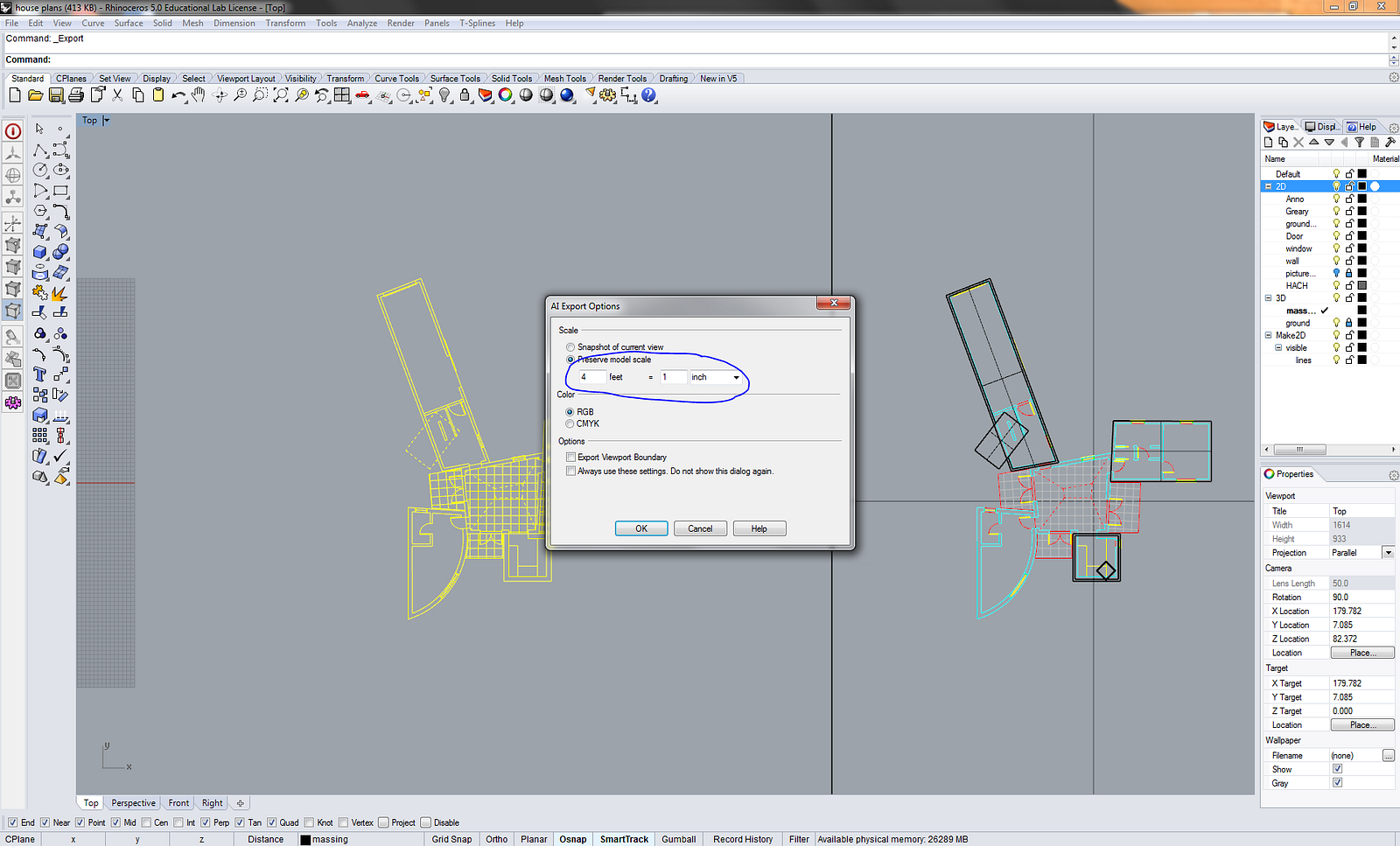 Rhino Tutorial: Exporting to Adobe Illustrator, Setting Line Weights in ...
