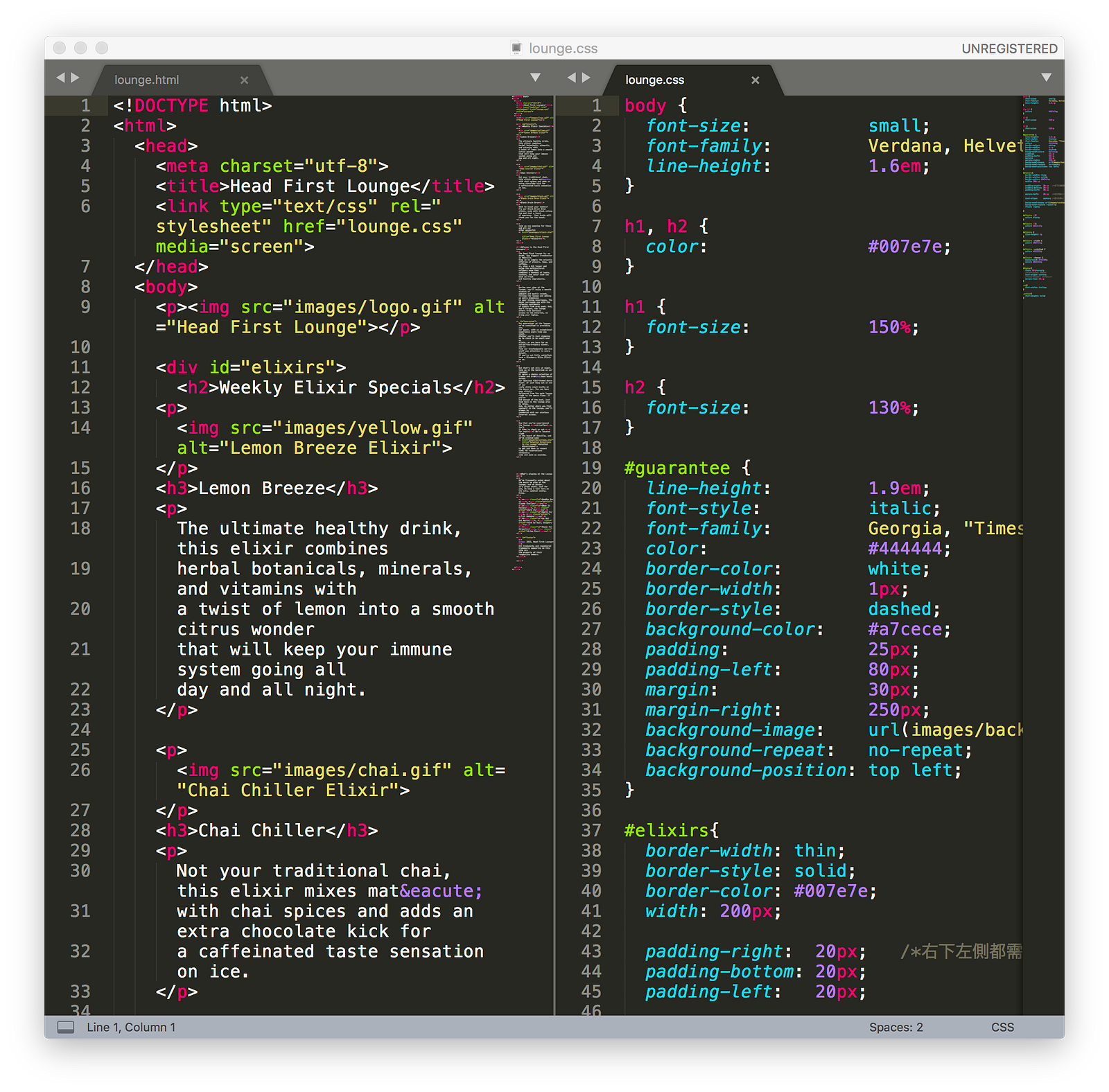 HTML (左) & CSS (右)