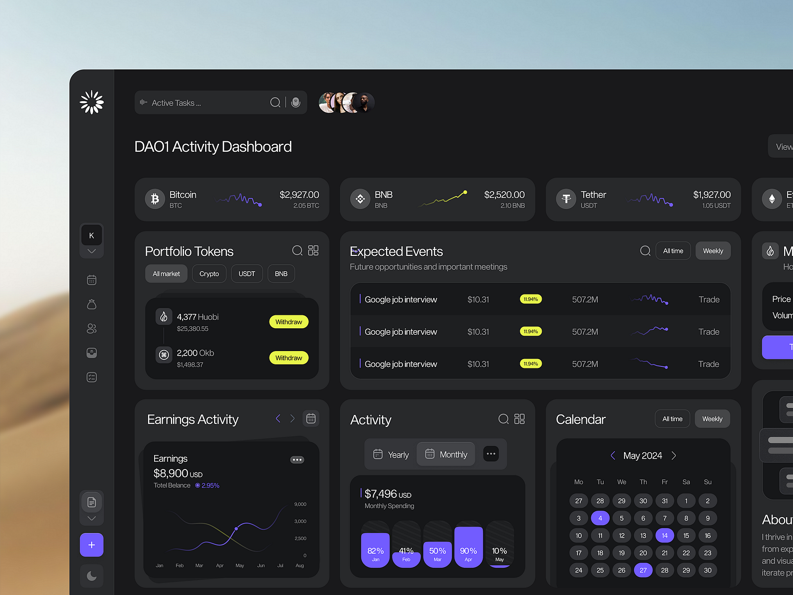 Dao1 — Crypto Dashboard by Sam Halpert for Awsmd