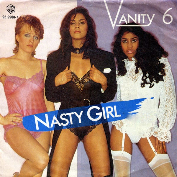 Prince S Vanity The Violet Reality Single Cover Art For Nasty Girl By Vanity 6 1982