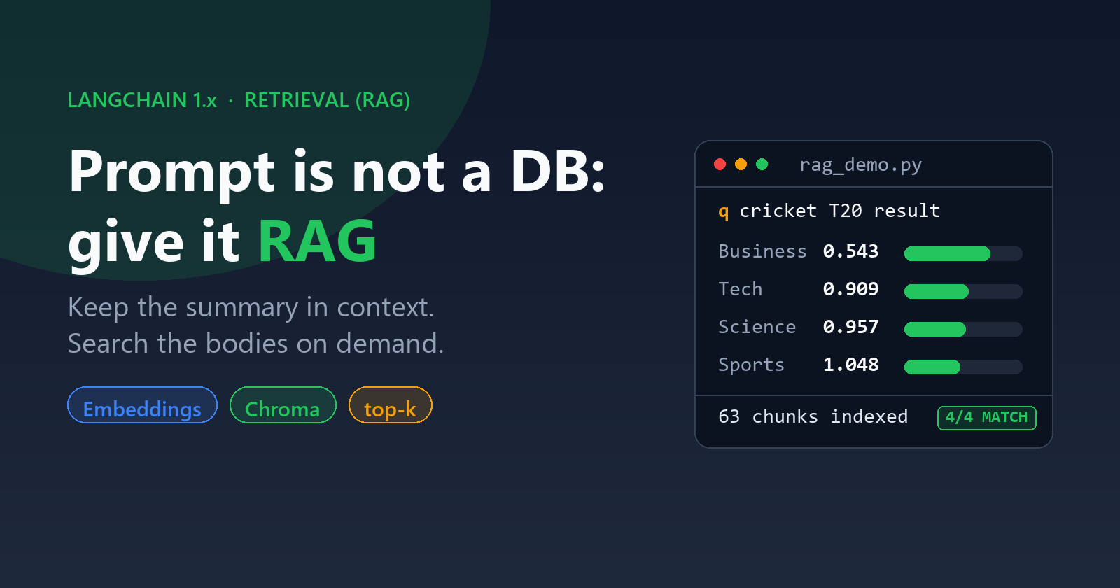 Your LangChain Agent Shouldn’t Read Everything: Give It RAG