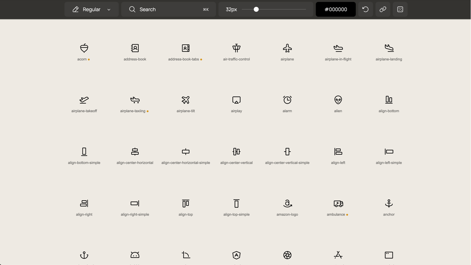 9,000+ icons across 6 weights. Best for design systems that need flexibility.