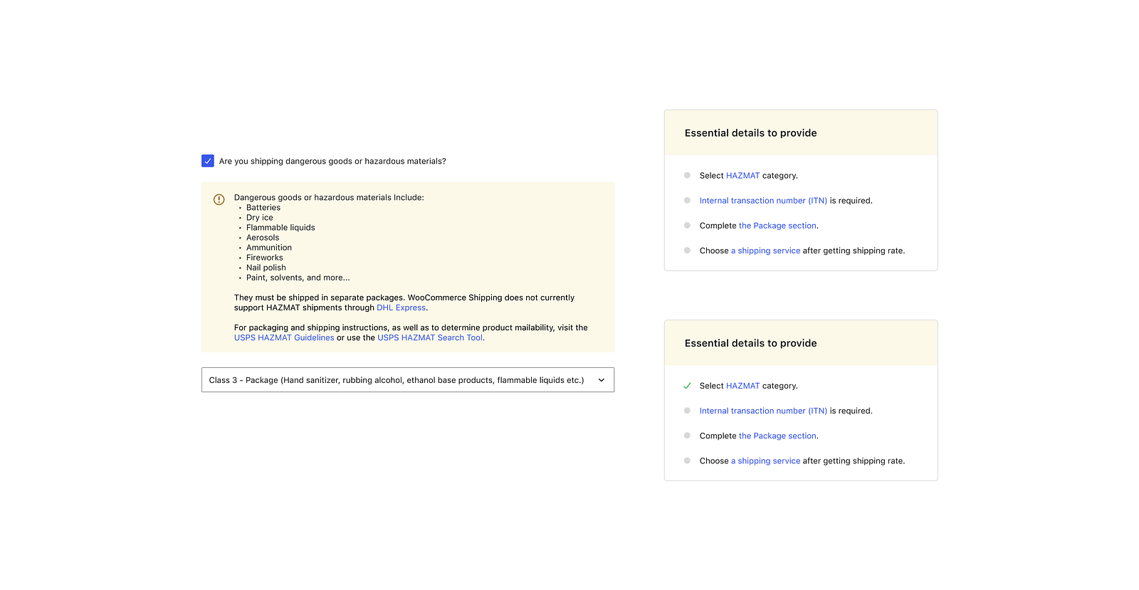 Iteration 4 with HAZMAT compliance integrated into the info box