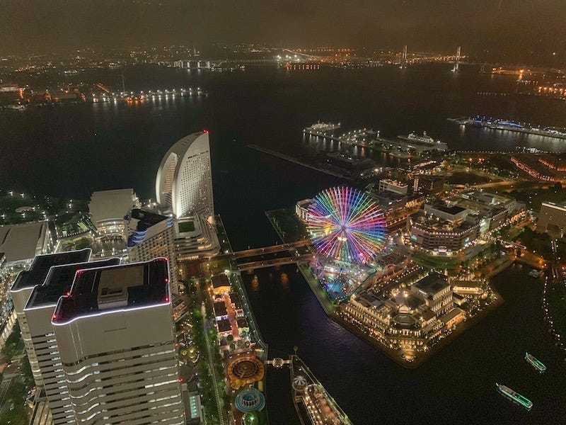 The CosmoClock ferris wheel as seen from Yokohama’s Landmark Tower