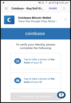 how to verify identity with coinbase mobile app