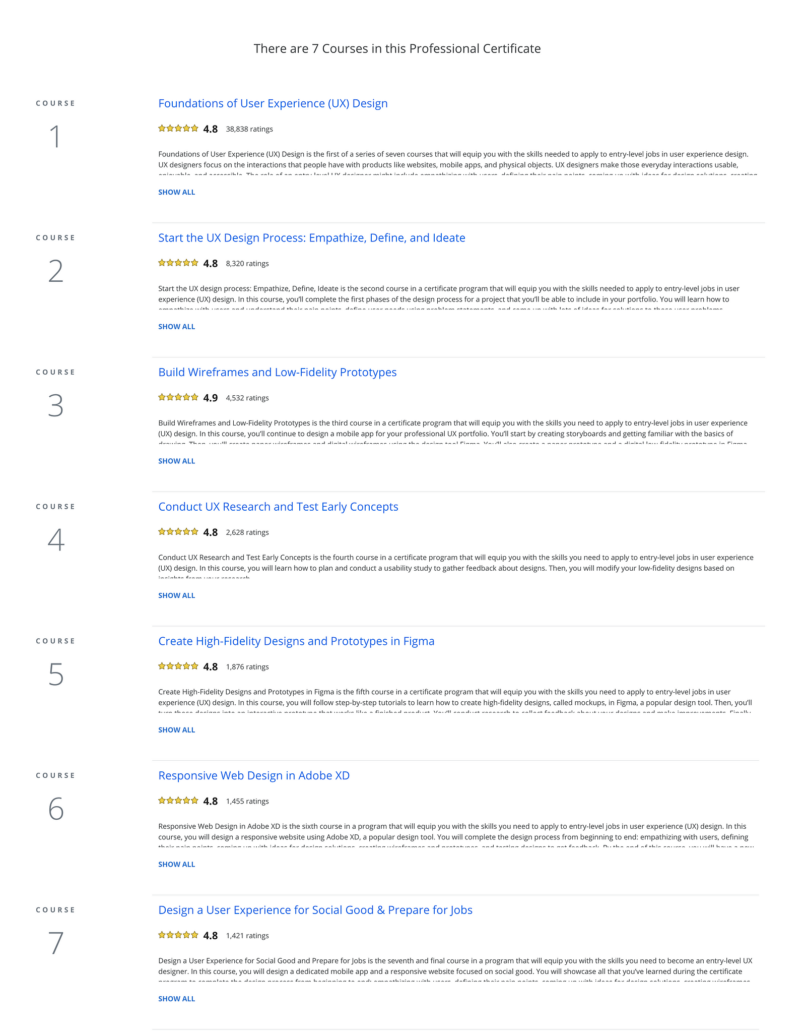 Screenshot of the curriculum of the Google UX Design Certificate