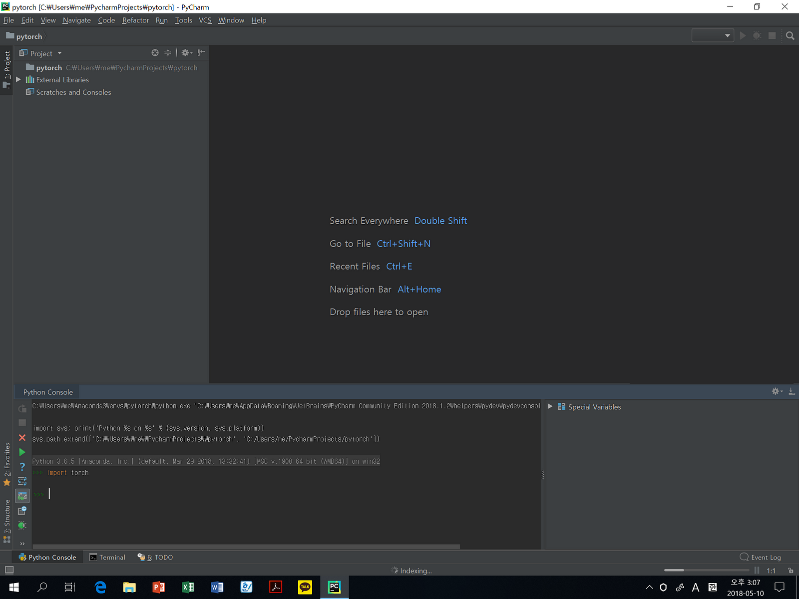 pytorch tutorial pycharm windows 10