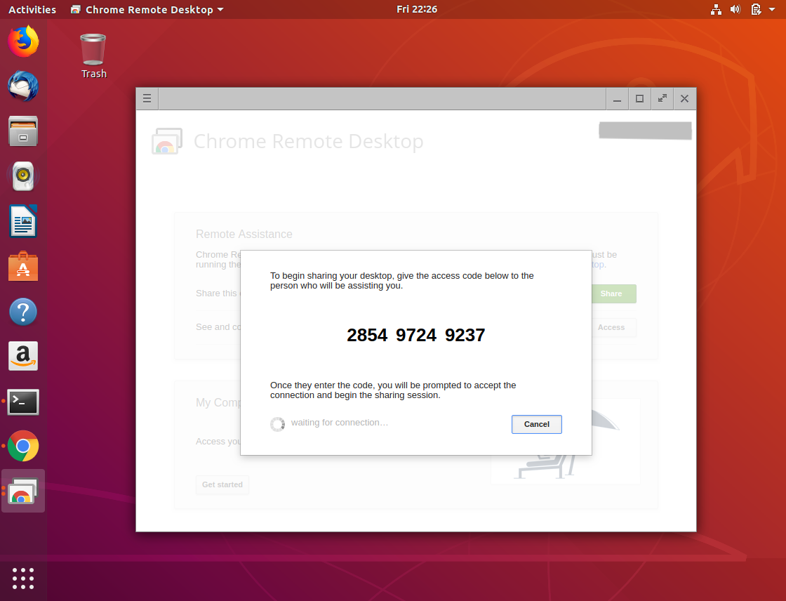 Chrome Remote Desktop Debian 9