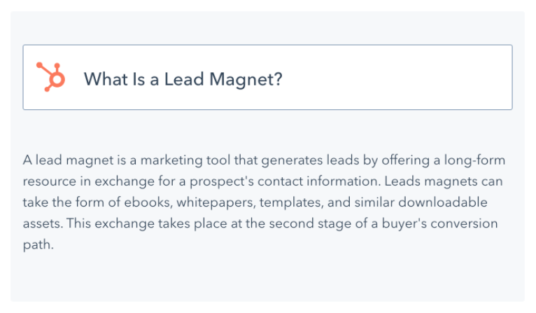 What is a lead magnet? By Hubspot