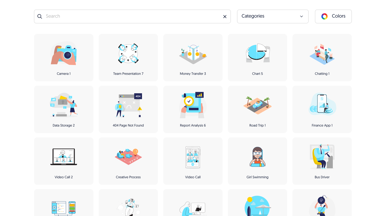 2,500+ flat and isometric illustrations. Best for business and technology contexts.