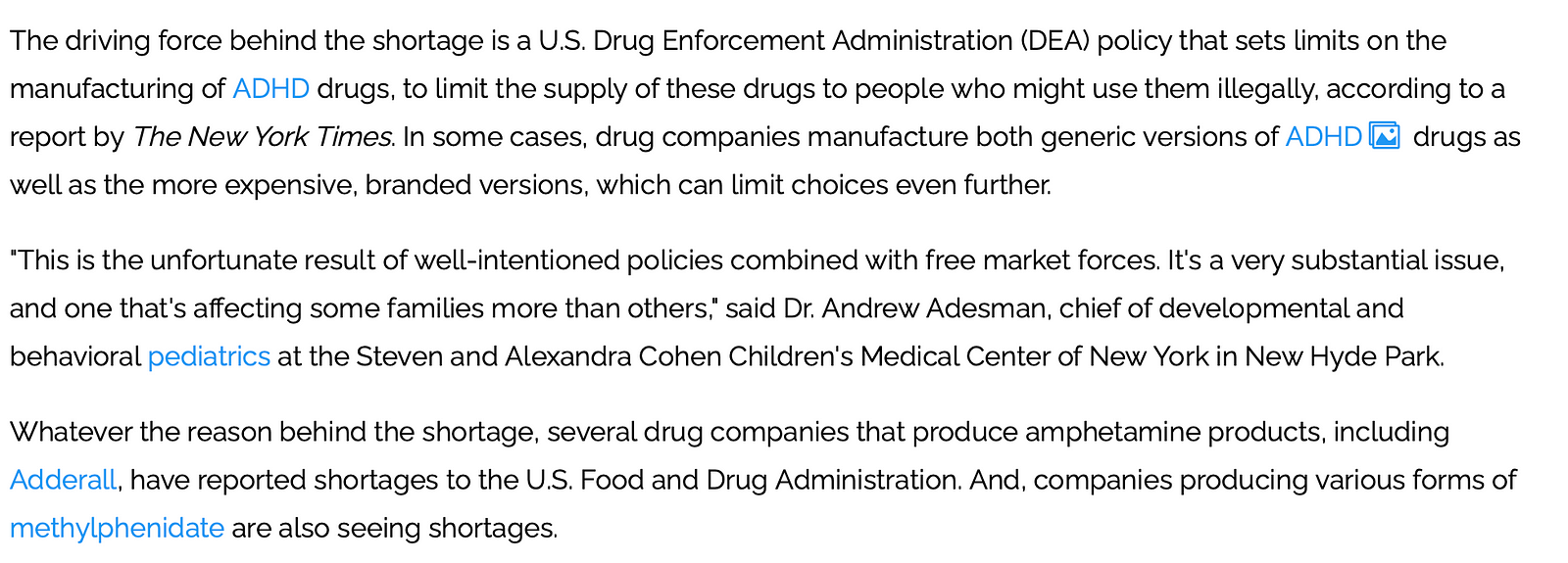 Information on the drug shortage issue in America.