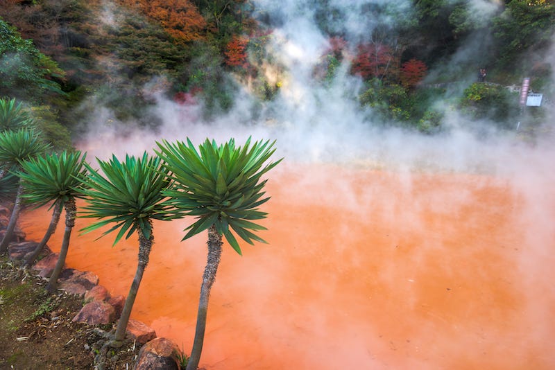 The Blood Pond Hell or Chi-no-Ike Jigoku in Oita Prefecture’s city of Beppu