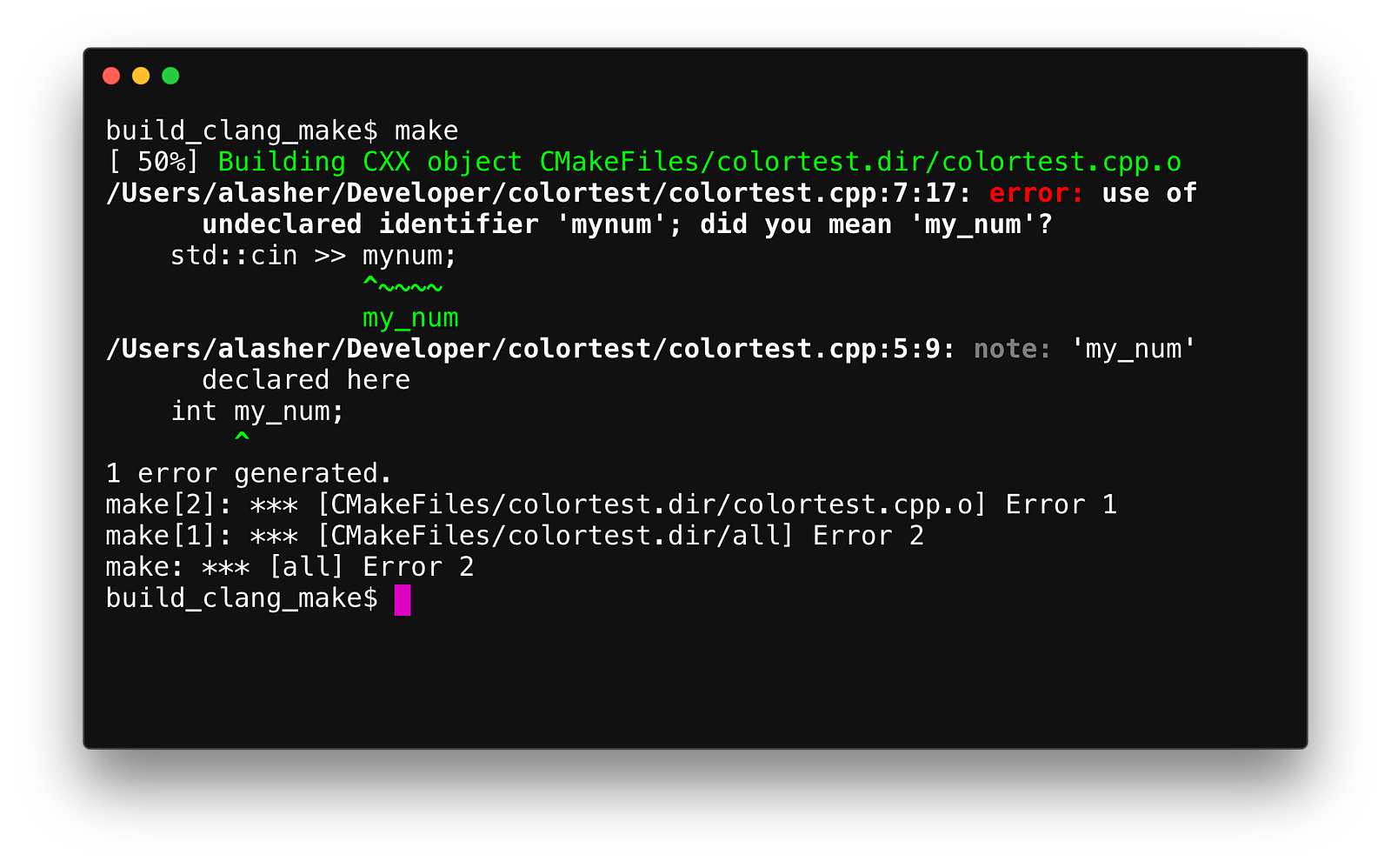 output make color (Clang/GCC Ninja with  Output C  Compiler Colored