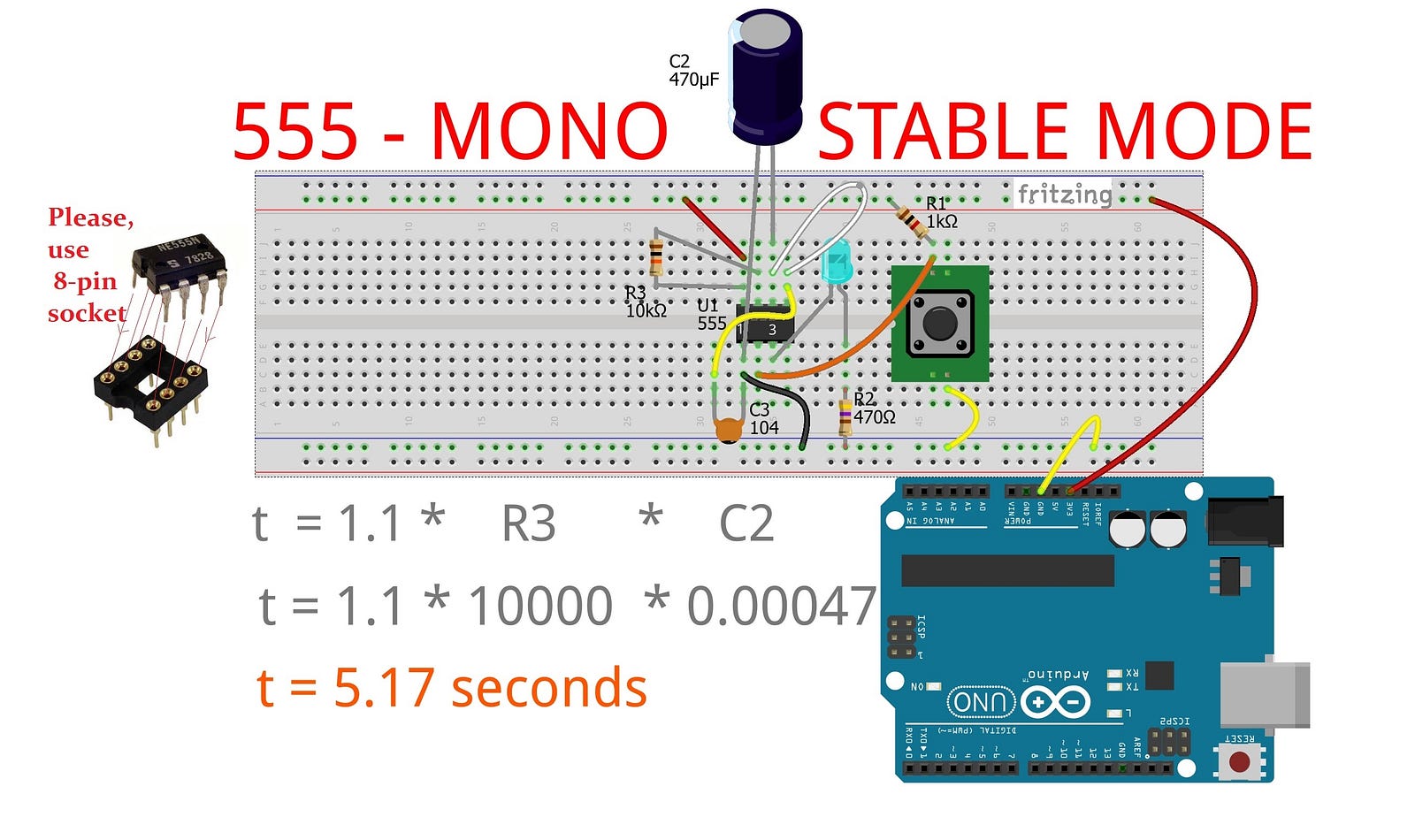 555 IC — Monostable Mode – Jungletronics – Medium