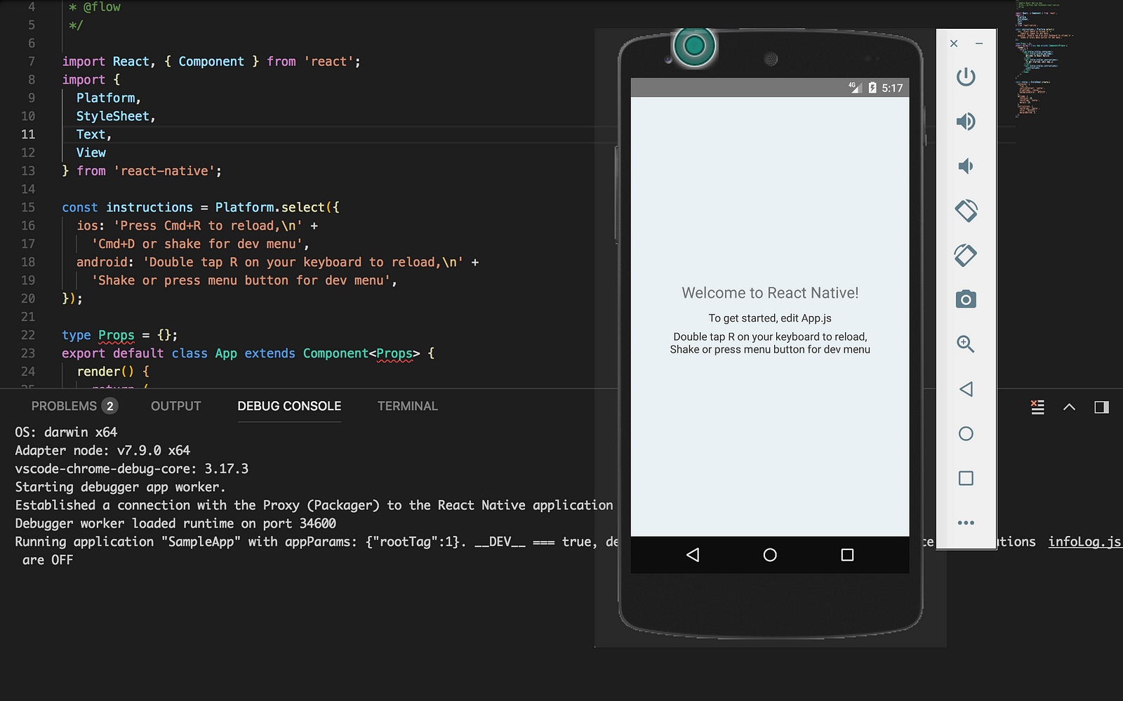 debug react native android studio