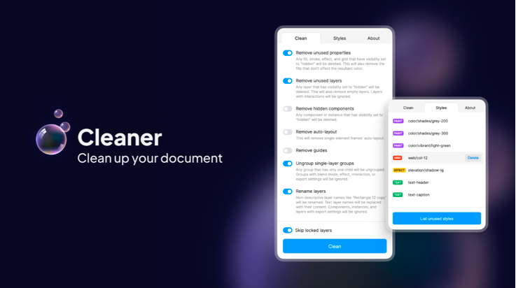 Scans and removes hidden layers, empty groups, and unused elements to reduce file size and complexity.