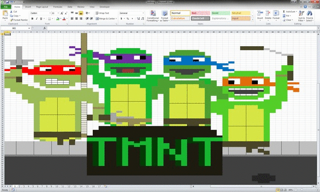 Excel Pixel Art TMNT