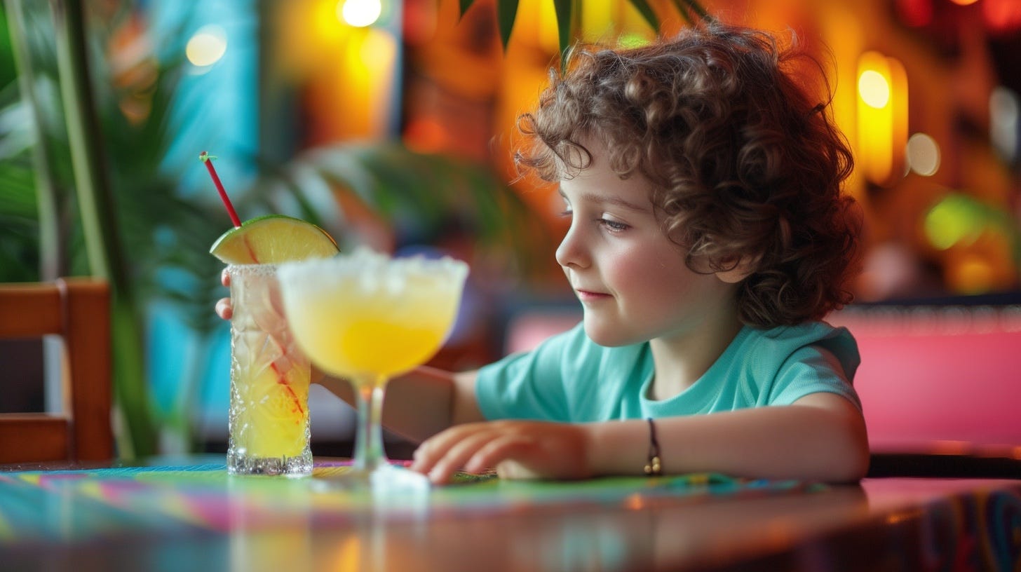 A child staring at a Margarita