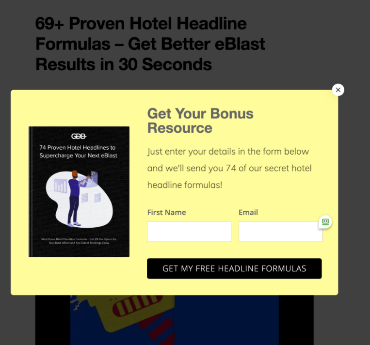 High Converting lead magnet example. “Get Your Bonus Resource” by signing up.
