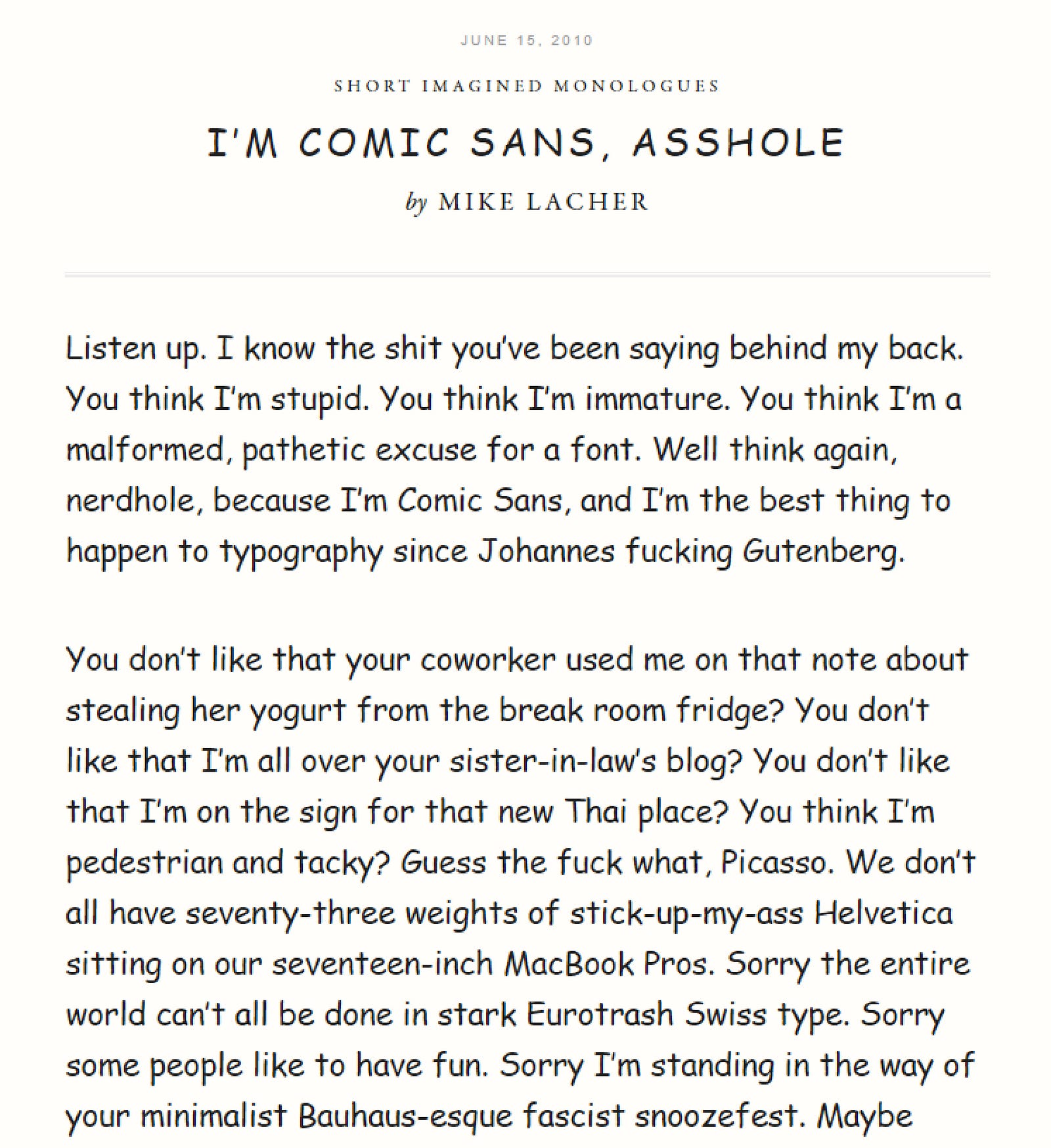 Comic sans asshole Phrase comic sans asshole