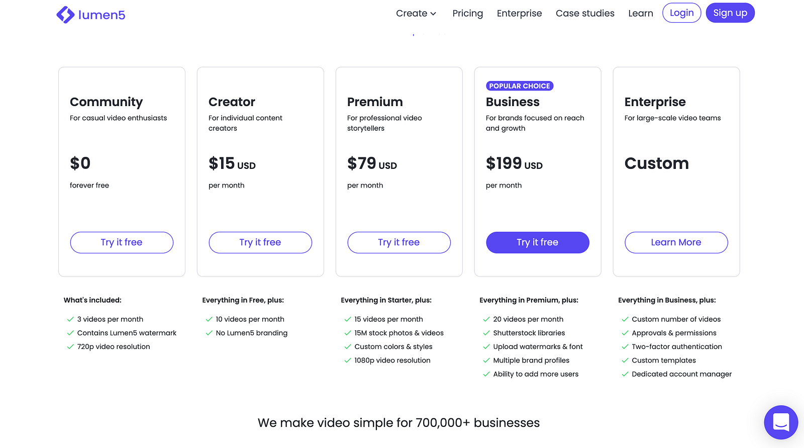 Pricing page