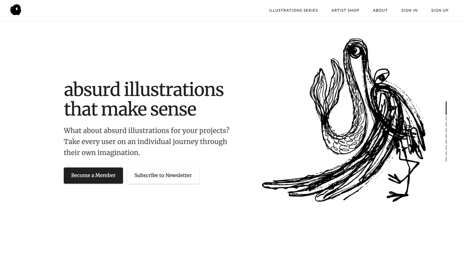 Surrealist hand-drawn illustrations. Best for creative agencies, art-focused projects, and brands that want to stand out from the flat illustration standard.