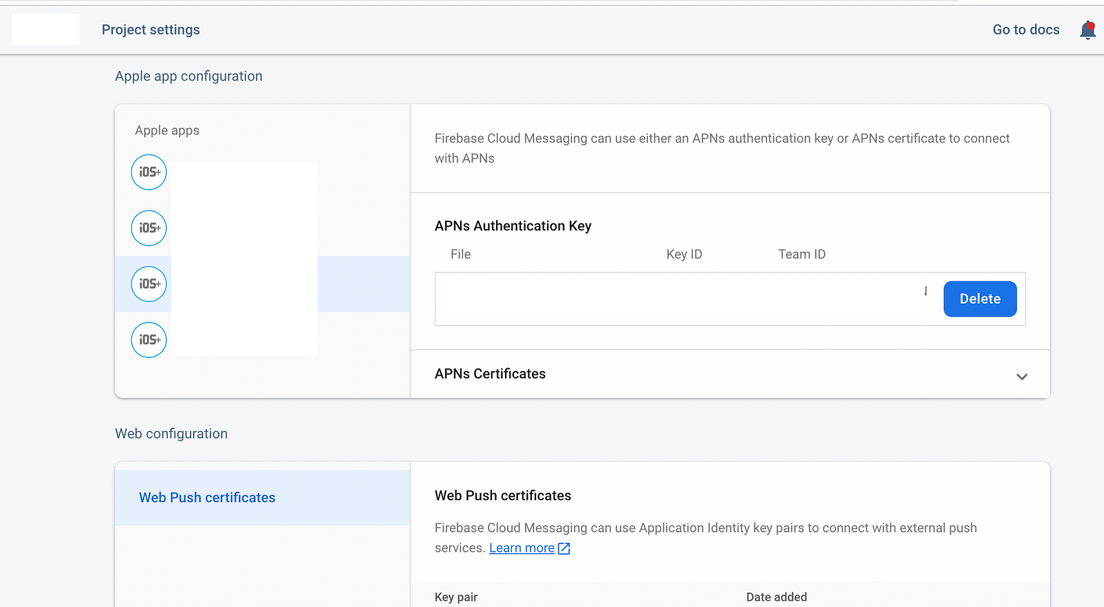 Cloud messaging settings