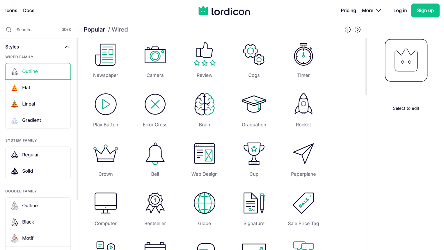 2,000+ animated icons with configurable triggers and colors. Best for micro-interactions and onboarding flows.