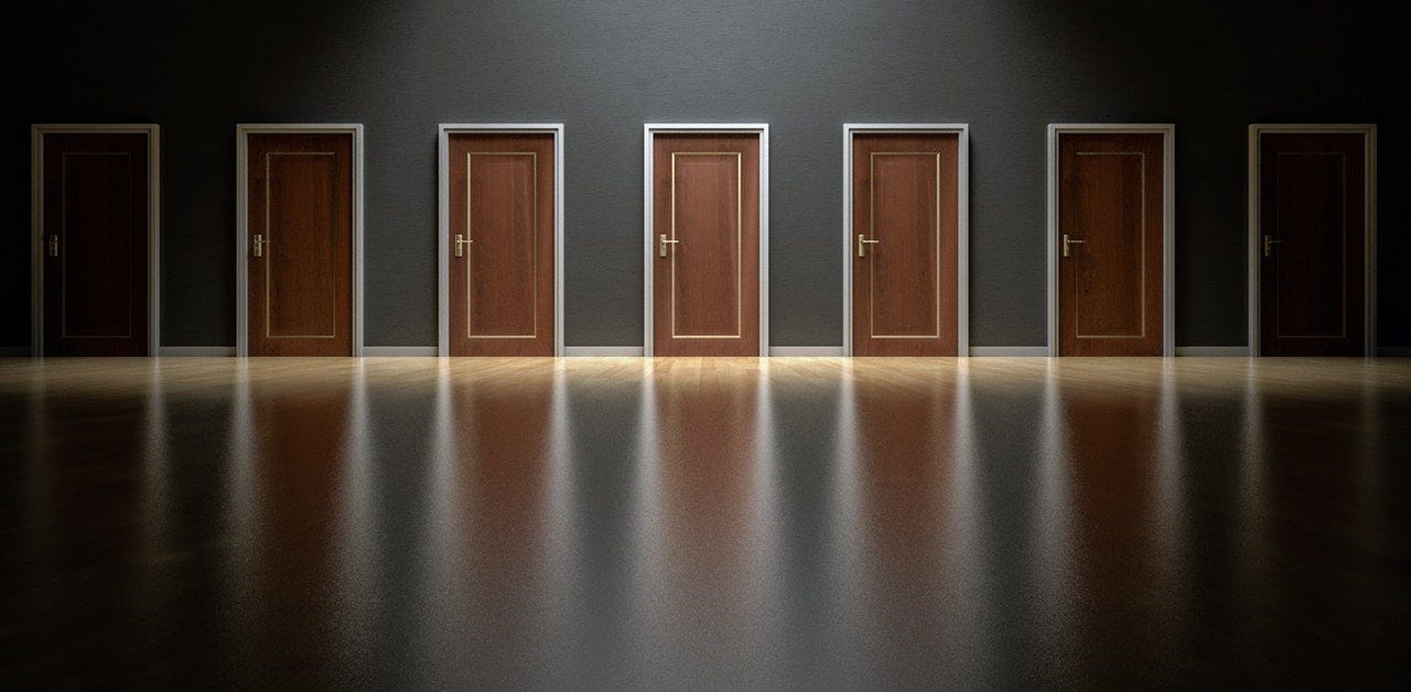 many doors, as the ability to choose, make a choice, decision