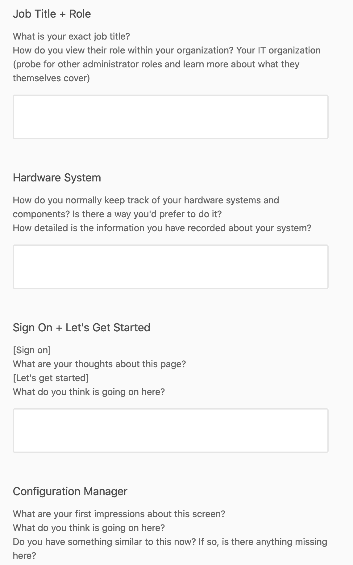 Notetaking form generative question fields