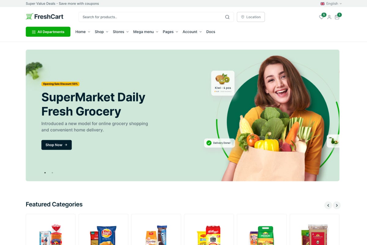 Grocery Store FreshCart eCommerce HTML Bootstrap 5 Template