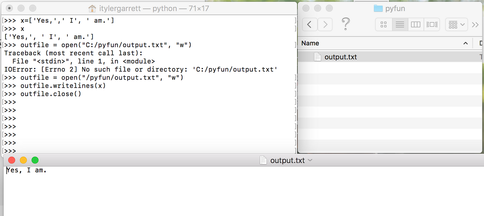 write python on mac