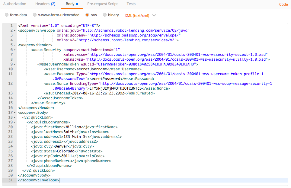 Postman Soap Request Example