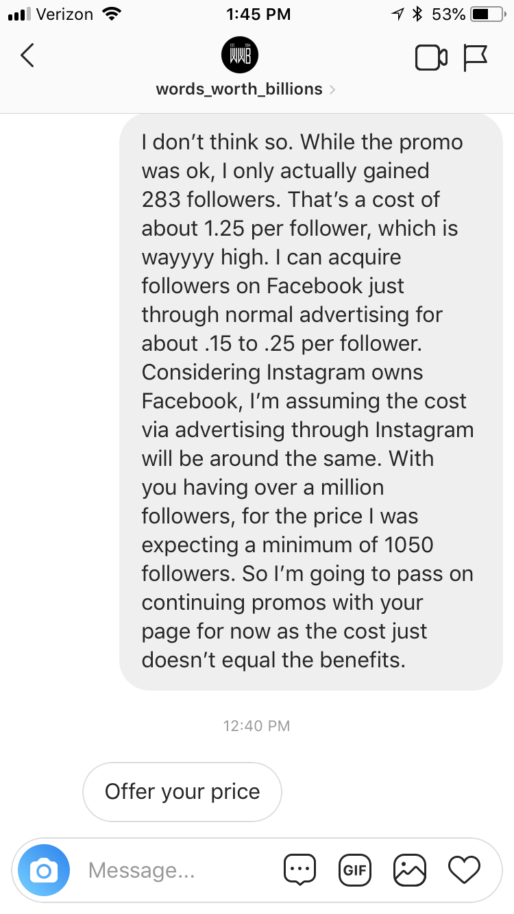 as i said before complete transparency so here is the screenshot - 1 million followers instagram how much money