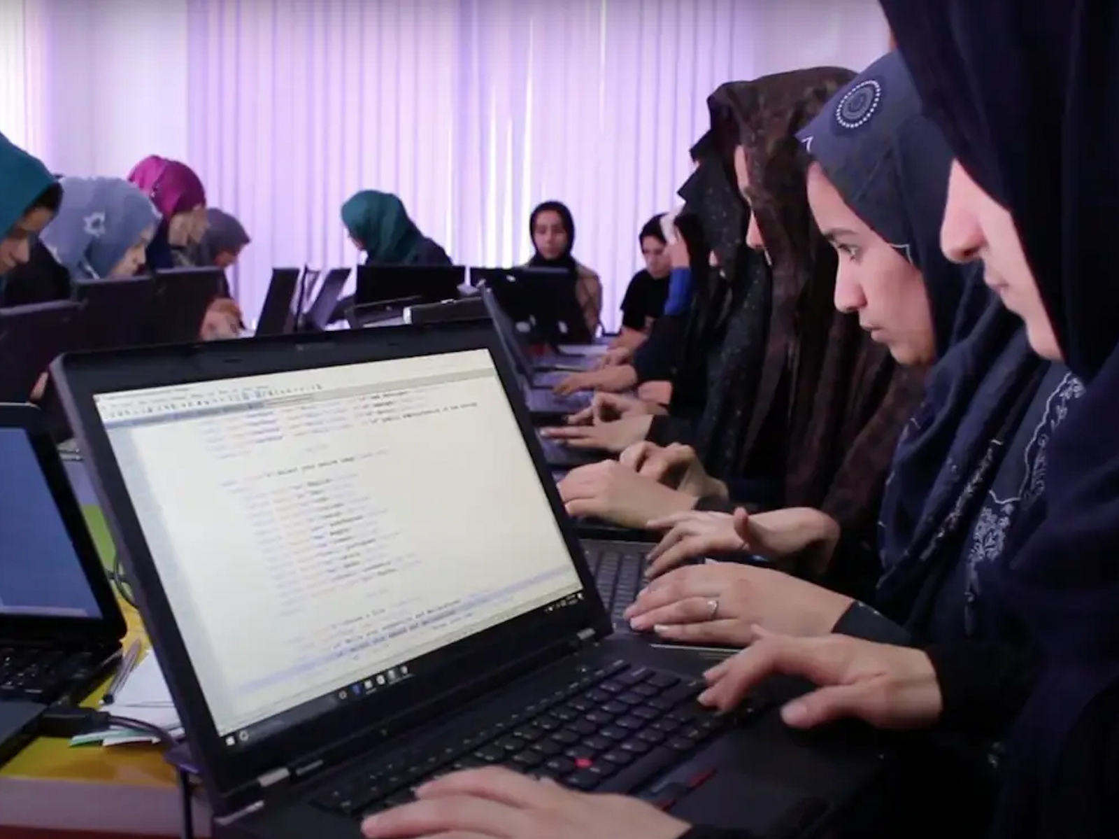 Girls learn to code at the Code to Inspire school in Herat, Afghanistan. Fereshteh Forough
