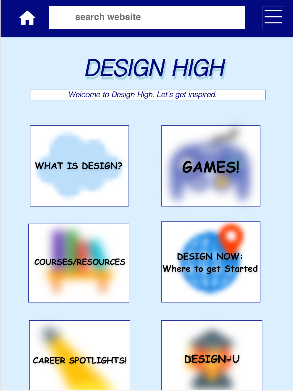 screen shot of application that I designed