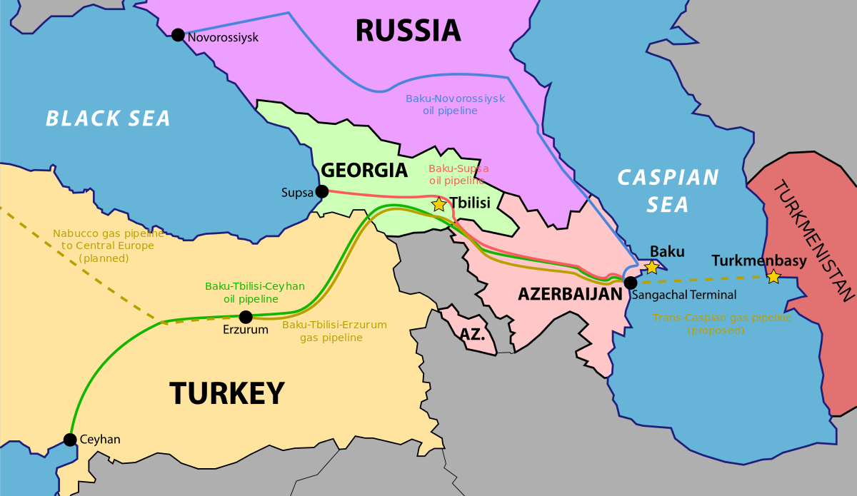 Map of Baku-Tbilisi-Ceyhan (BTC) pipeline